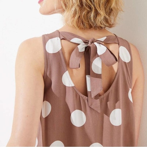 LOFT Brown Polka Dot Dress Drop Waist XS - Picture 3 of 13